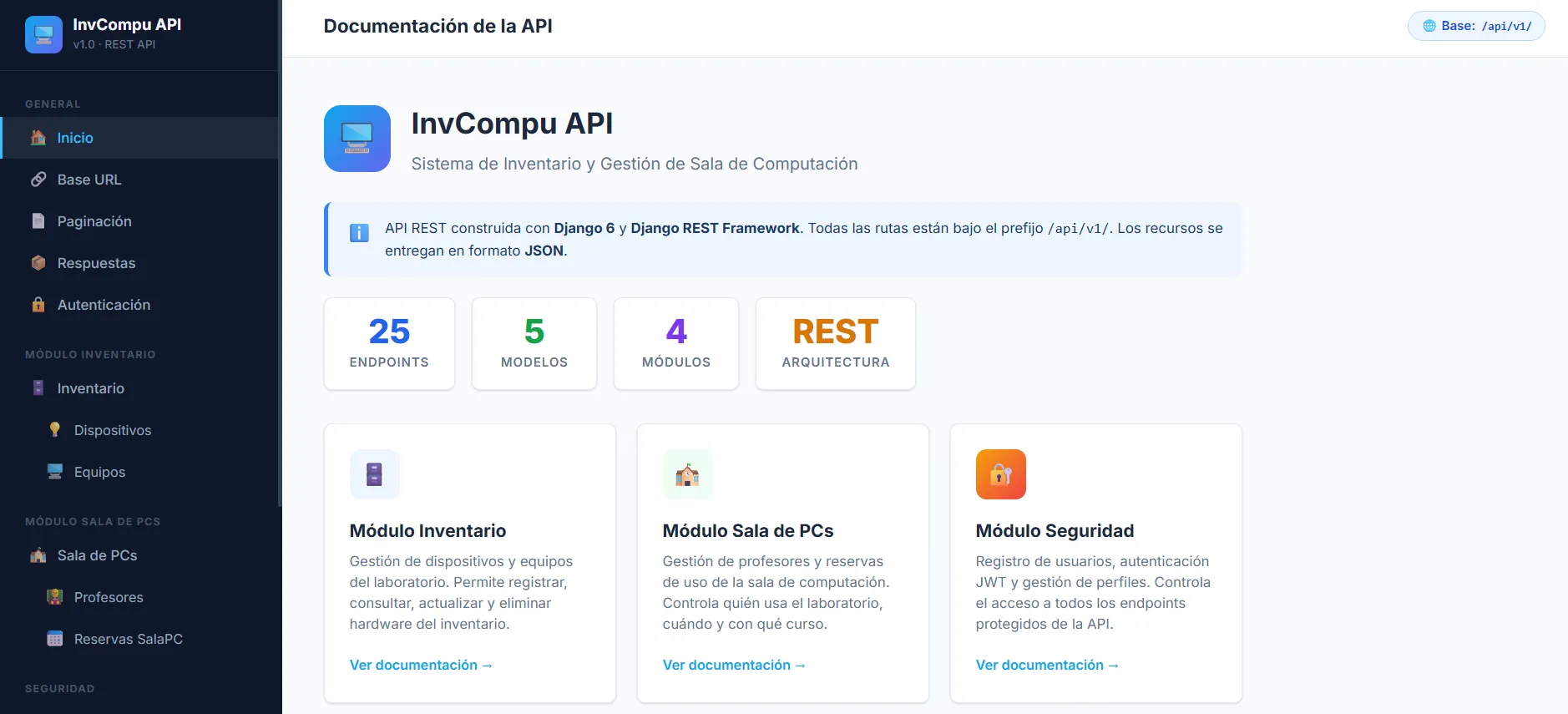 Backend Inventario de Sala de Computación